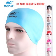 外貿出口鯨魚3D泳帽成人游泳帽比賽雙面矽膠泳帽